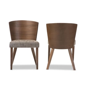 2 Baxton Studio Sparrow Brown Wood Gravel Fabric Dining Chairs