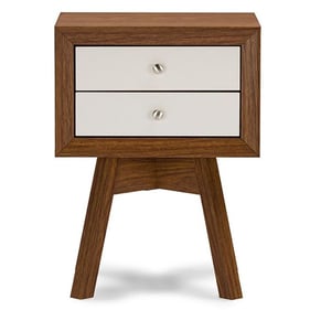 Baxton Studio Warwick Walnut 2 Drawers Accent Table and Night Stand