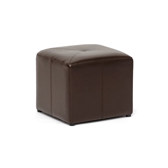 Baxton Studio Aric Dark Brown Bonded Leather Ottoman BAX-ST-20-BROWN-OTTOMAN