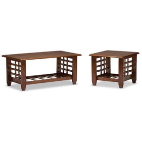 Baxton Studio Larissa Cherry Brown 3pc Coffee Table Set