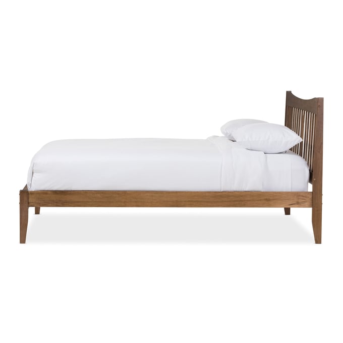 Baxton Studio Edeline Walnut Brown Curvaceous Slatted Queen