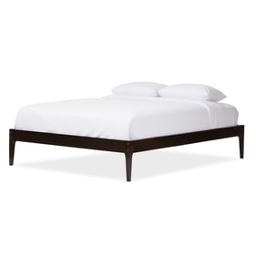 Baxton Studio Bentley Cappuccino Solid Wood Queen Bed Frame