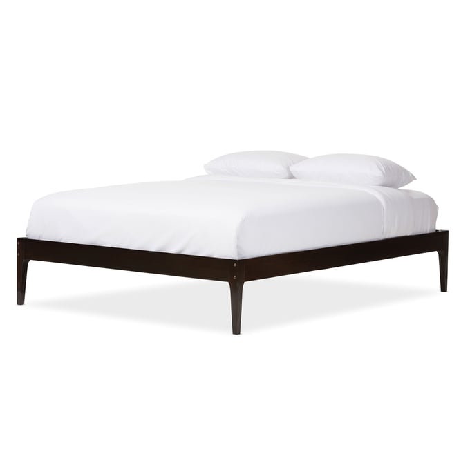 Baxton Studio Bentley Cappuccino Solid Wood Queen Bed Frame BAX-SW8021-CAPPUCCINO-A43-Q