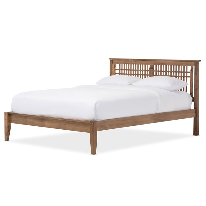 Baxton Studio Loafey Walnut Brown Wood Full Platform Bed The