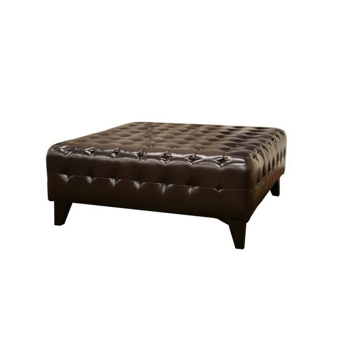 Baxton Studio Pemberly Dark Brown Bonded Leather Square Ottoman BAX-TA1235-DARK-BROWN