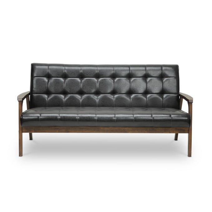 Baxton Studio Brown Faux Leather Masterpieces Sofa BAX-TOGO-SF-109-541