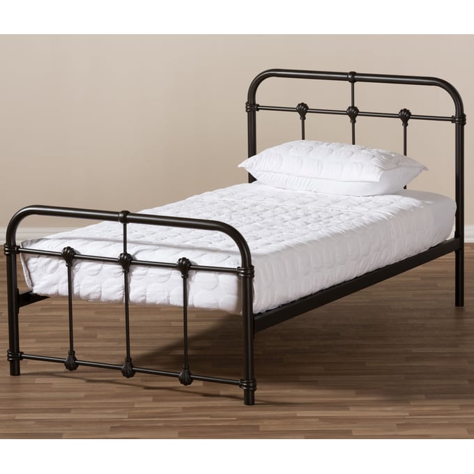 Baxton Studio Mandy Black Bronze Metal Twin Platform Bed The