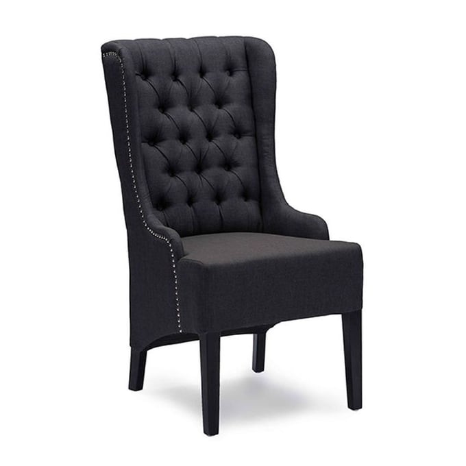 Baxton Studio Vincent Dark Grey Fabric Button Tufted Back Chair BAX-TSF-8124-GREY-CHAIR