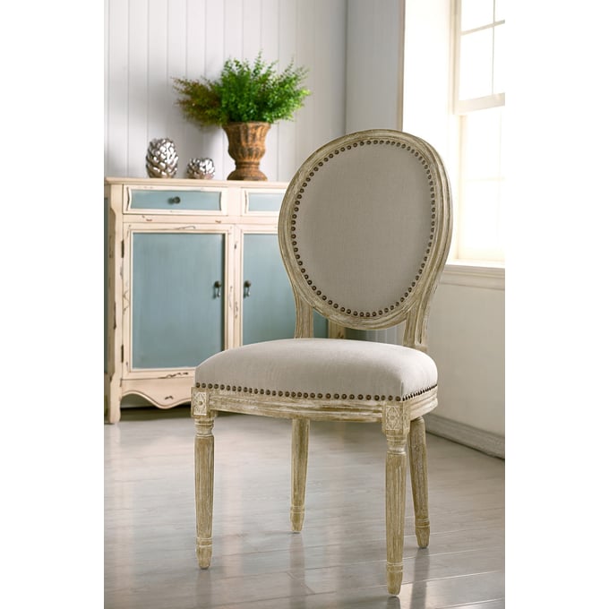 Baxton Studio Clairette Beige Fabric Round Back Accent Chair The