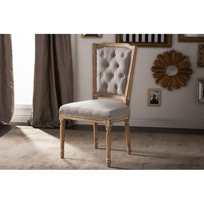 Baxton Studio Estelle Beige Fabric Button Tufted Upholstered