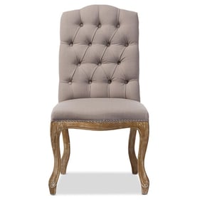 Baxton Studio Hudson Beige Fabric Upholstered Tufted Back Dining Chair