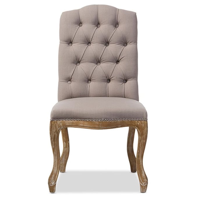 Baxton Studio Hudson Beige Fabric Upholstered Tufted Back Dining Chair BAX-TSF-9342