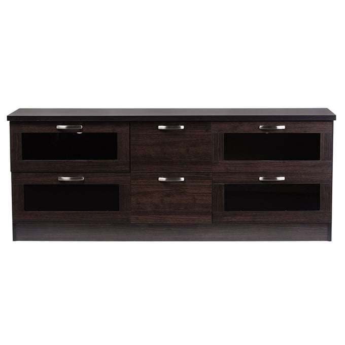 Baxton Studio Adelino Dark Brown Wood 63 Inches TV Stand BAX-TV834133-WENGE