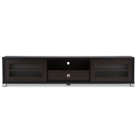 Baxton Studio Beasley Dark Brown 70 Inch TV Cabinet with 2 Sliding Doors