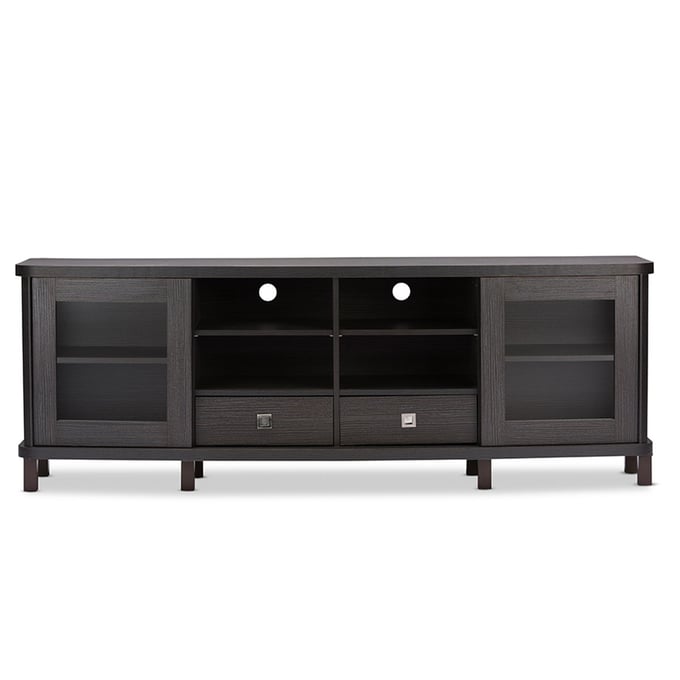 Baxton Studio Walda Grey Dark Brown Wood 70 Inch 2 Drawers TV