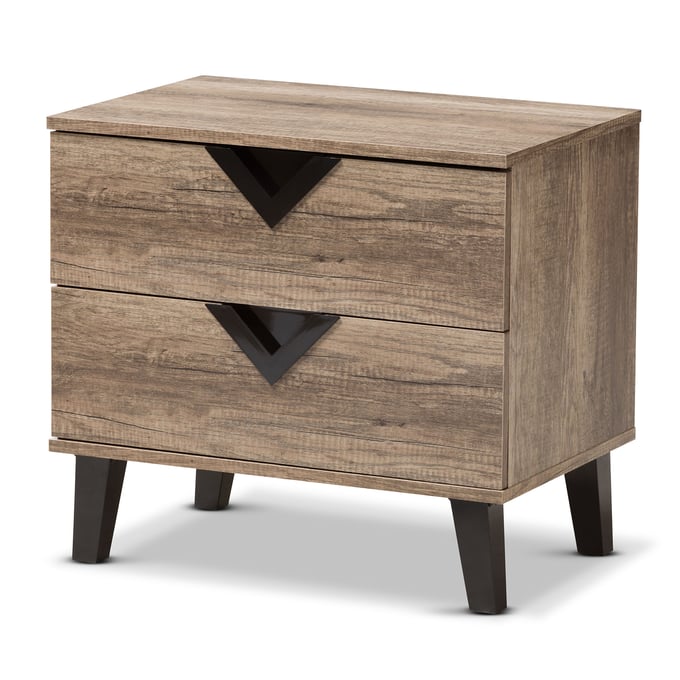 Baxton Studio Swanson Light Brown Wood 2 Drawers Night Stand BAX-W-602A