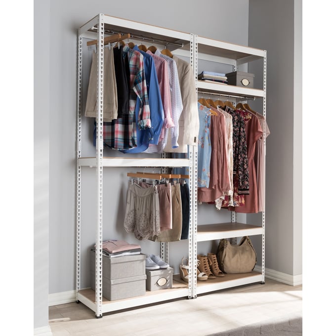 Baxton Studio Gavin White Metal 7 Shelves Closet Storage Racking