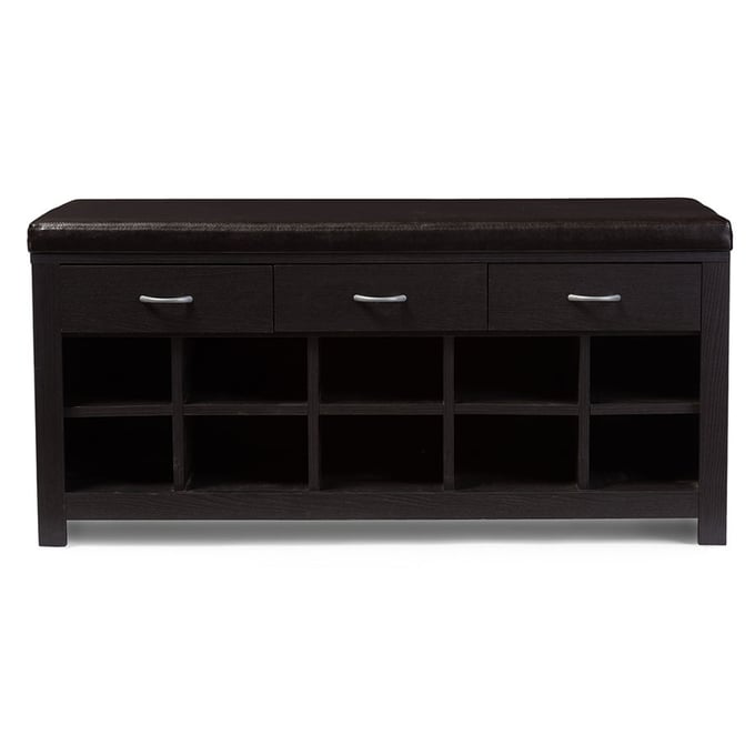 Baxton Studio Dark Brown Wood Entryway Bench BAX-WI5374