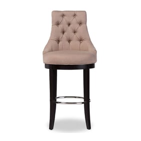 Baxton Studio Harmony Beige Fabric Upholstered Bar Stool with Metal Footres...