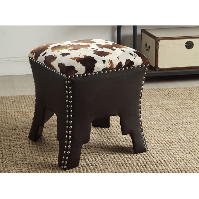 Baxton Studio Sally Brown Faux Leather Cow Print Patterned Accent