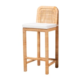 Baxton Studio Bali Pari Zariah White Natural Brown Bar Stool