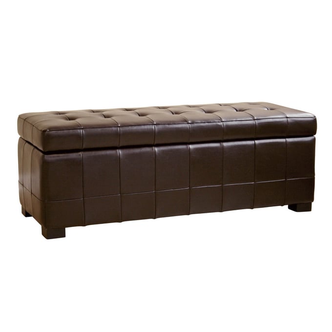 Baxton Studio Walter Dark Brown Bycast Leather Storage Bench