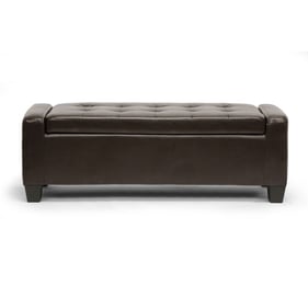 Baxton Studio Manchester Dark Brown Bonded Leather Ottoman