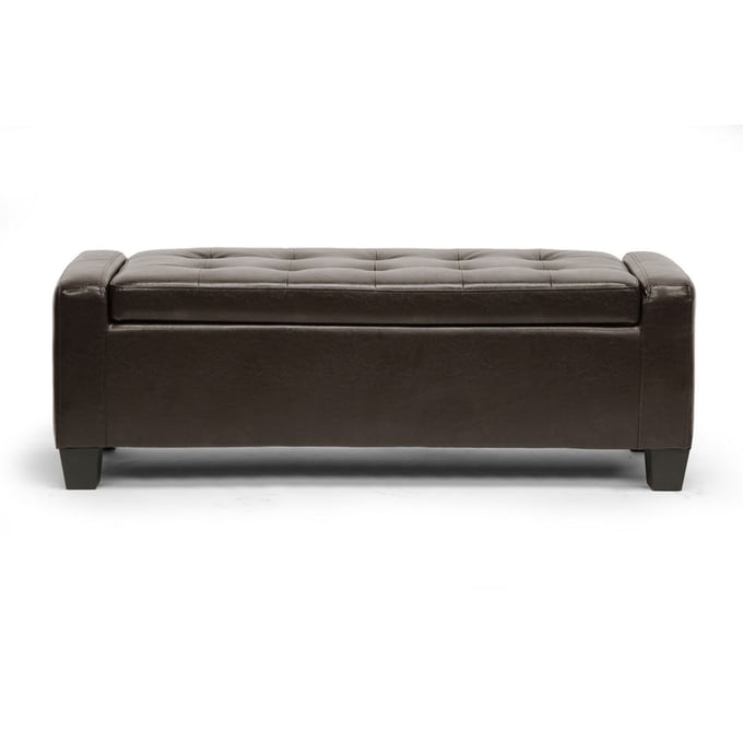 Baxton Studio Manchester Dark Brown Bonded Leather Ottoman BAX-Y-172-DARK-BROWN-OTTO