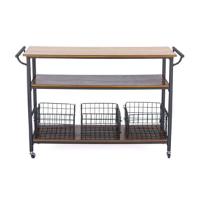 Baxton Studio Lancashire Brown Wood 2 Shelves Kitchen Cart