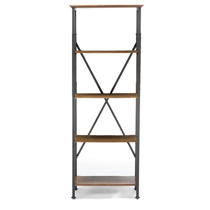 Baxton Studio Lancashire Brown Wood 5 Shelves Bookcase BAX-YLX-0008-BC