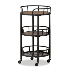 Baxton Studio Bristol Black 3 Shelves Mobile Serving Cart