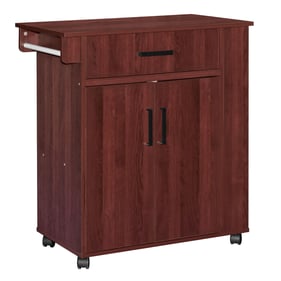 Better Home Products Shelby Mahogany Rolling Kitchen Cart