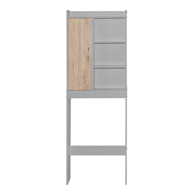 Better Home Products Ace Light Gray Natural Oak Toilet Storage Shelf BETHOM-3409-ACE-LGRY-OAK