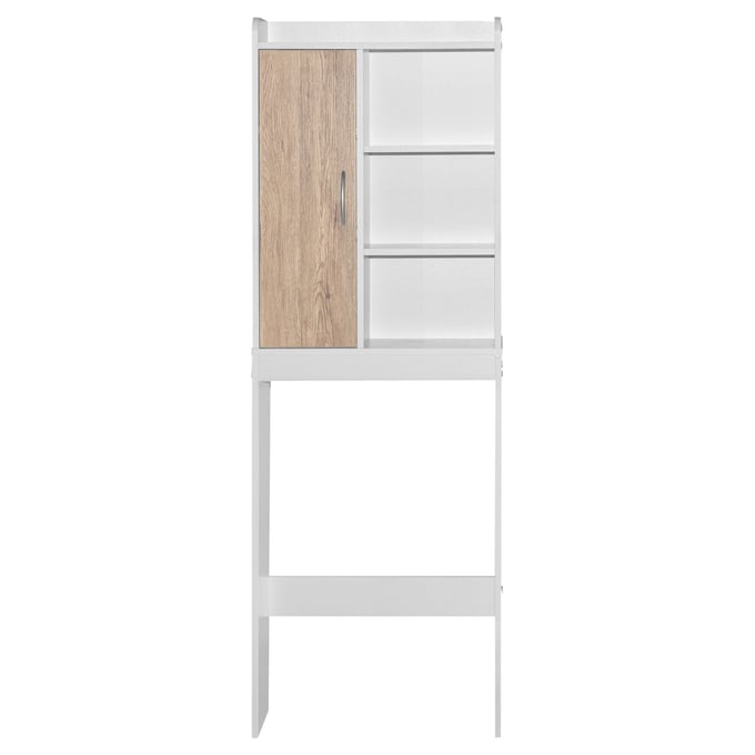 Better Home Products Ace White Natural Oak Toilet Storage Shelf BETHOM-3409-ACE-WHT-OAK