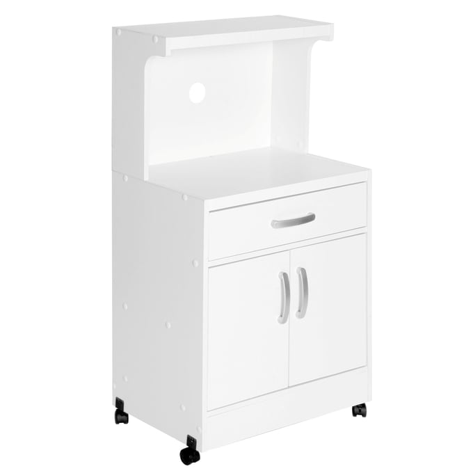 Better Home Products Shelby White Wood Kitchen Microwave Cart BETHOM-616859964433