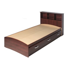 Better Home Products California Mahogany Wooden Queen Captains Bed