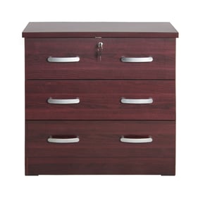 Better Home Products Cindy Mahogany Wooden Bedroom 3 Drawer Chest