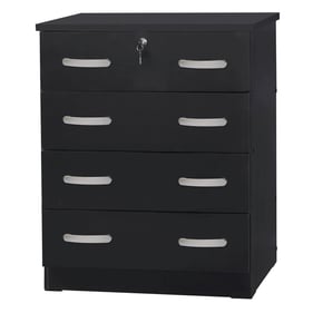 Better Home Products Cindy Black Wooden 4 Drawer Chest with Lock