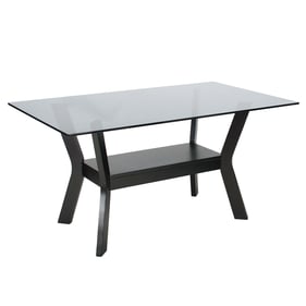 Better Home Products Barcelona Black Wood Glass Dining Table