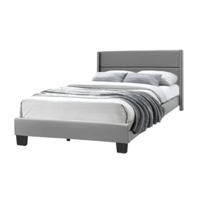 Better Home Products Giulia Gray Faux Leather Queen Platform Bed