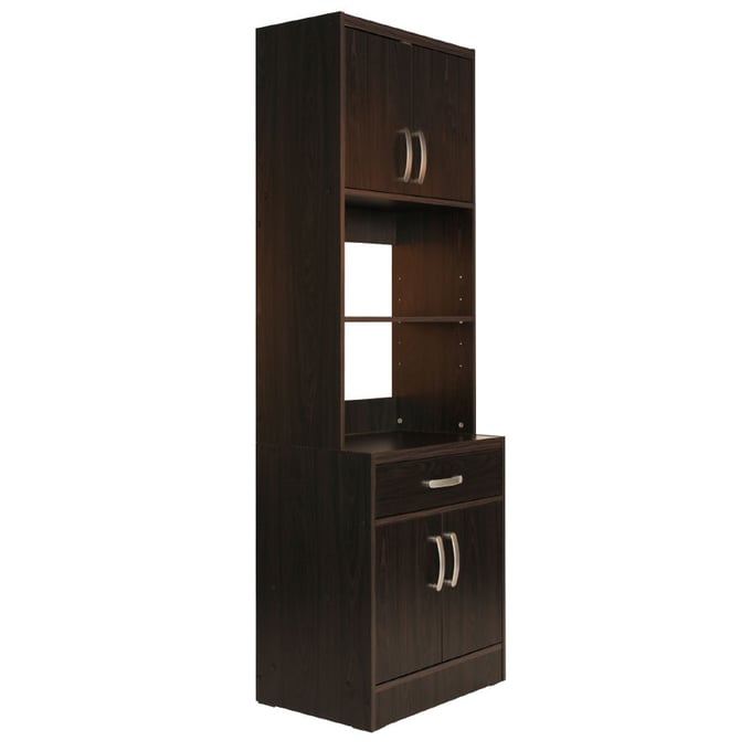 Better Home Products Shelby Tobacco Wooden Kitchen Tall Pantry BETHOM-MICRO-2136-TOBACCO