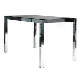 Better Home Products Elliott Chrome Metal Black Glass Dining Table