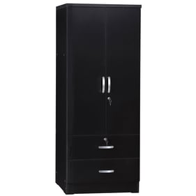 Better Home Products Grace Wood Black 2 Door Drawers Wardrobe Armoire