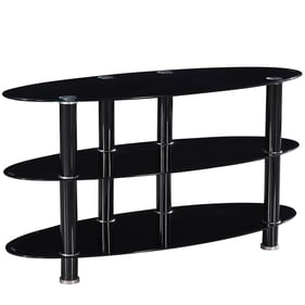 Better Home Products Neo Black Oval Tempered Glass TV Stand