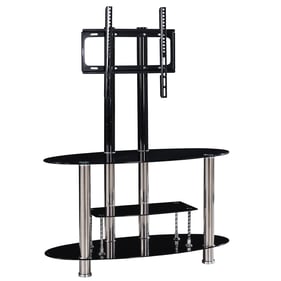 Better Home Products Zoe Black Tempered Glass TV Stand