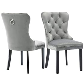 2 Better Home Products Lisa Gray Velvet Tufted Dining Chairs