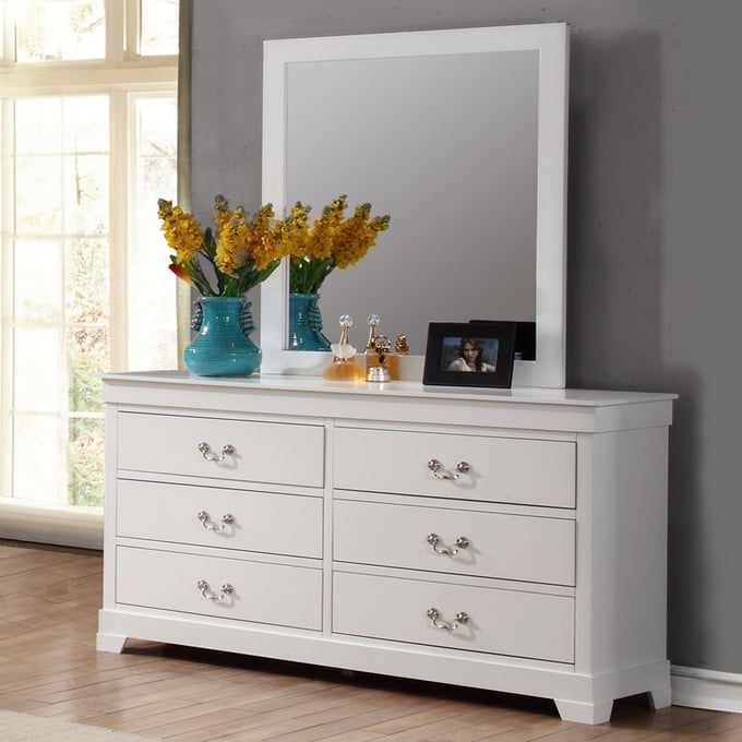 Louis Philippe Dresser with Mirror - White