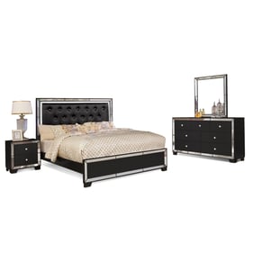 Bella Esprit Belisa Black PU 4pc Bedroom Set with Queen Bed