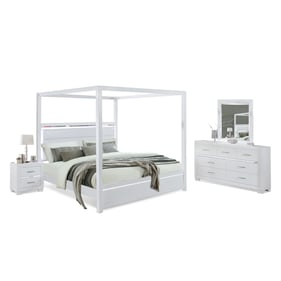 Bella Esprit Denali White 4pc Bedroom Set with Queen Canopy Bed