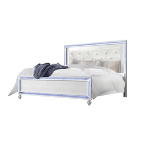 Bella Esprit Reve Belle White Crystal Tufted King Bed with Led Lights